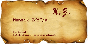 Mensik Zója névjegykártya